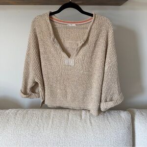 Light Beige Boutique Half Sleeve Oversized Sweater